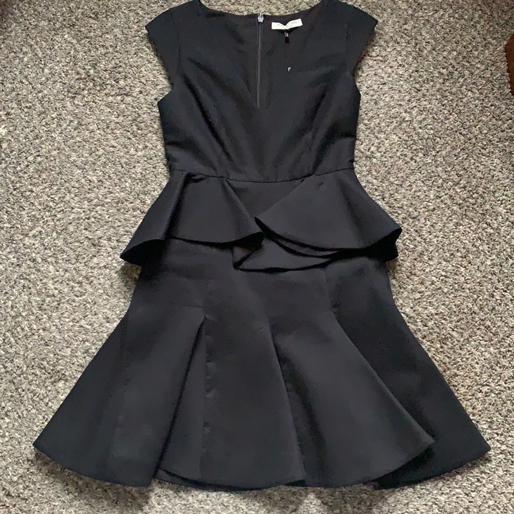 Halston Heritage Black Ruffle Sleeveless Dress